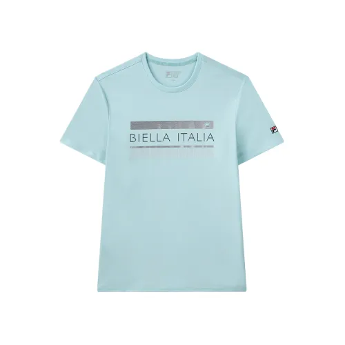 FILA T Shirts Men's Glow Blue LB Crew Neck Moderate