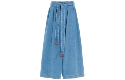 LOEWE Cropped Belted Jeans 'Light Blue'
