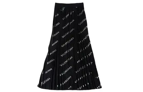 Balenciaga All Over Logo Pleated Midi Skirt 'Black'
