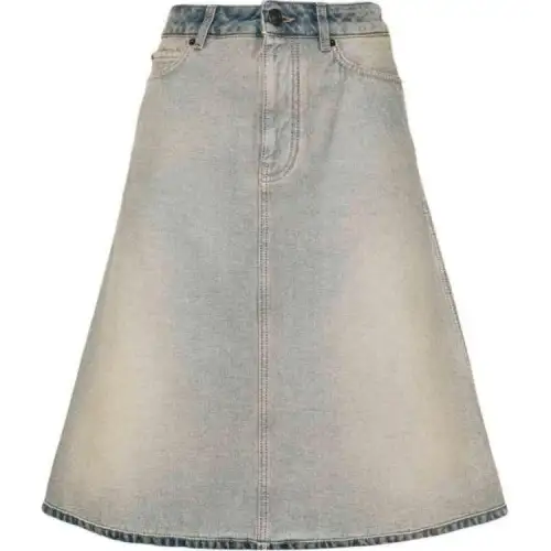 Balenciaga Vintage Effect Denim Midi Skirt
