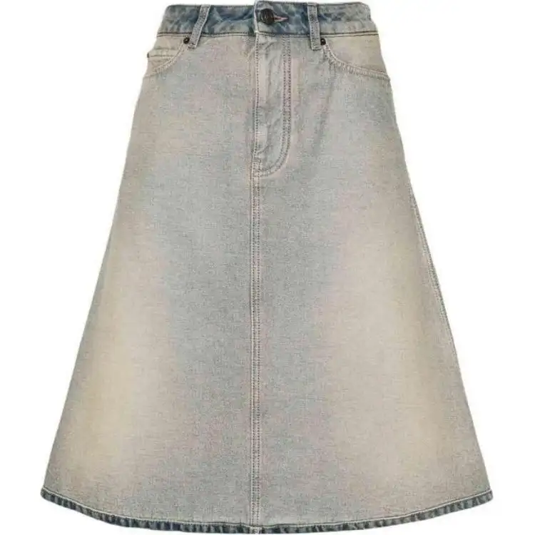 Balenciaga Vintage Effect Denim Midi Skirt