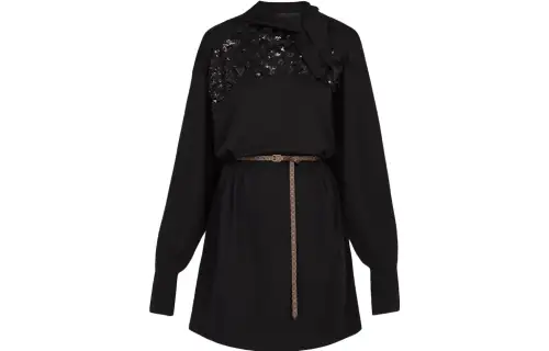 LOUIS VUITTON Long Sleeved Dress Women's Black