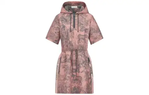 DIOR Dioriviera Short Sleeved Dresses Women's Pink Hooded Moderate Short