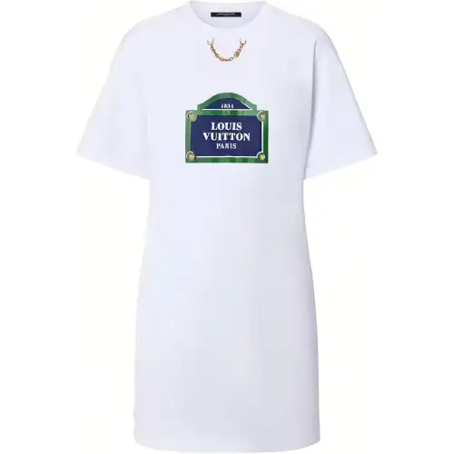 LOUIS VUITTON Short Sleeved Dress Women's White