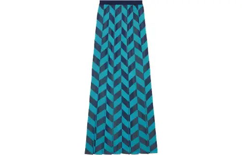 GUCCI Casual Long Skirts Women's Blue Moderate Long Pleated Skirt