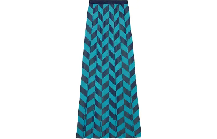 GUCCI Casual Long Skirts Women's Blue Moderate Long Pleated Skirt