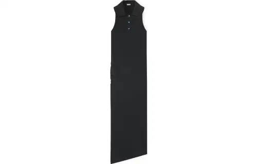 LOEWE Sleeveless Dresses Women's Black Polo Collar Moderate Long
