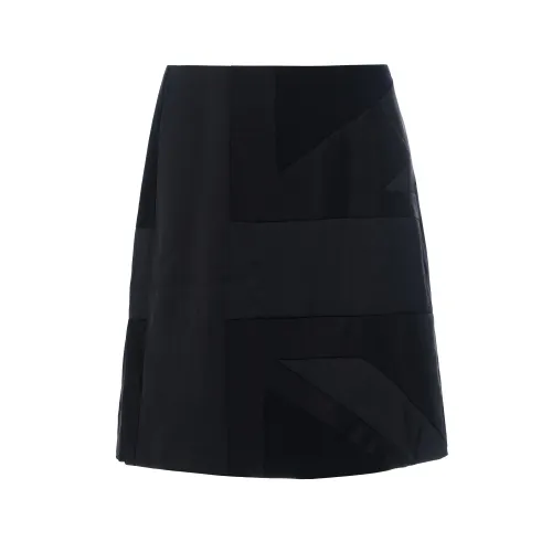 Burberry Flag Intarsia Satin Skirt 'Black'