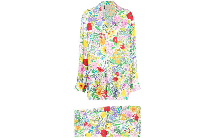 GUCCI FW21 aalover floral all-over printed trousers suit for women, color