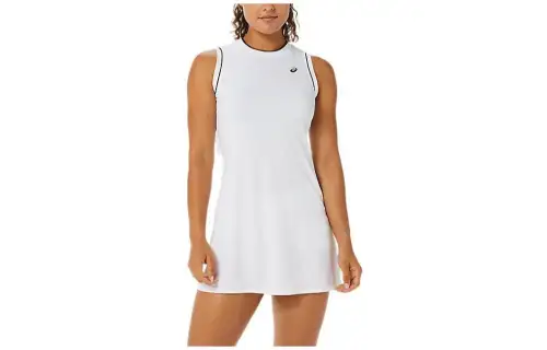 ASICS Sleeveless Dresses Women's White Crew Neck Moderate Short
