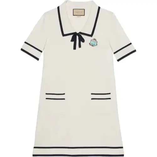GUCCI Short Sleeved Dress Women's White