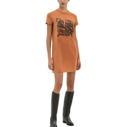 HERMES SS25 Short Sleeved Dress Women's Orange