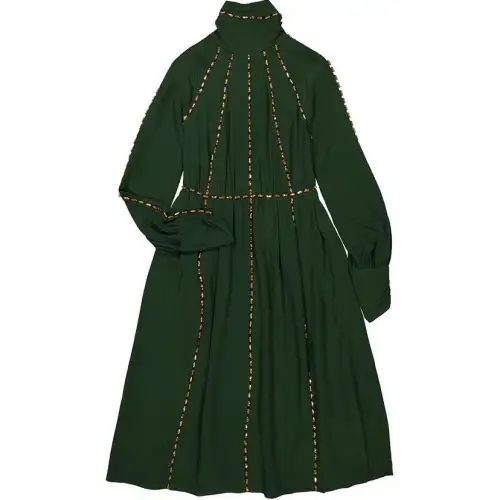 Burberry Long Sleeved Dress Women's Olive Green