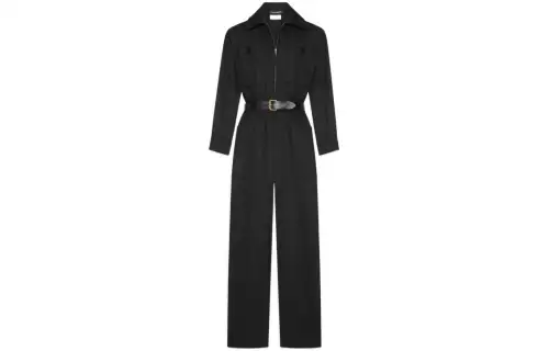 SAINT LAURENT Long Sleeved Belted Jumpsuit