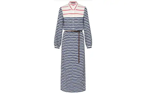 LOUIS VUITTON Long Sleeved Dress Women's Blue