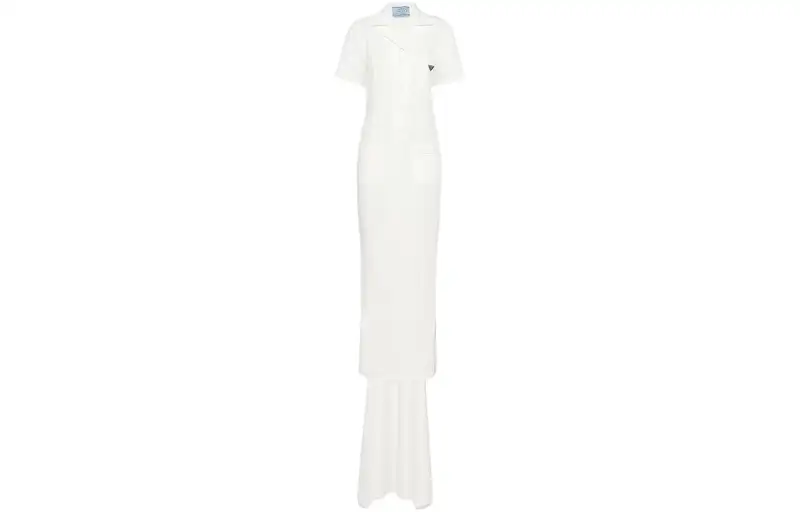 PRADA FW23 Short Sleeved Dress Women's White