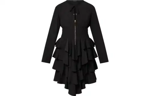LOUIS VUITTON Long-Sleeved Tiered Dress