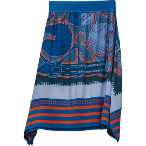 HERMES Casual Long Skirt Women's Blue