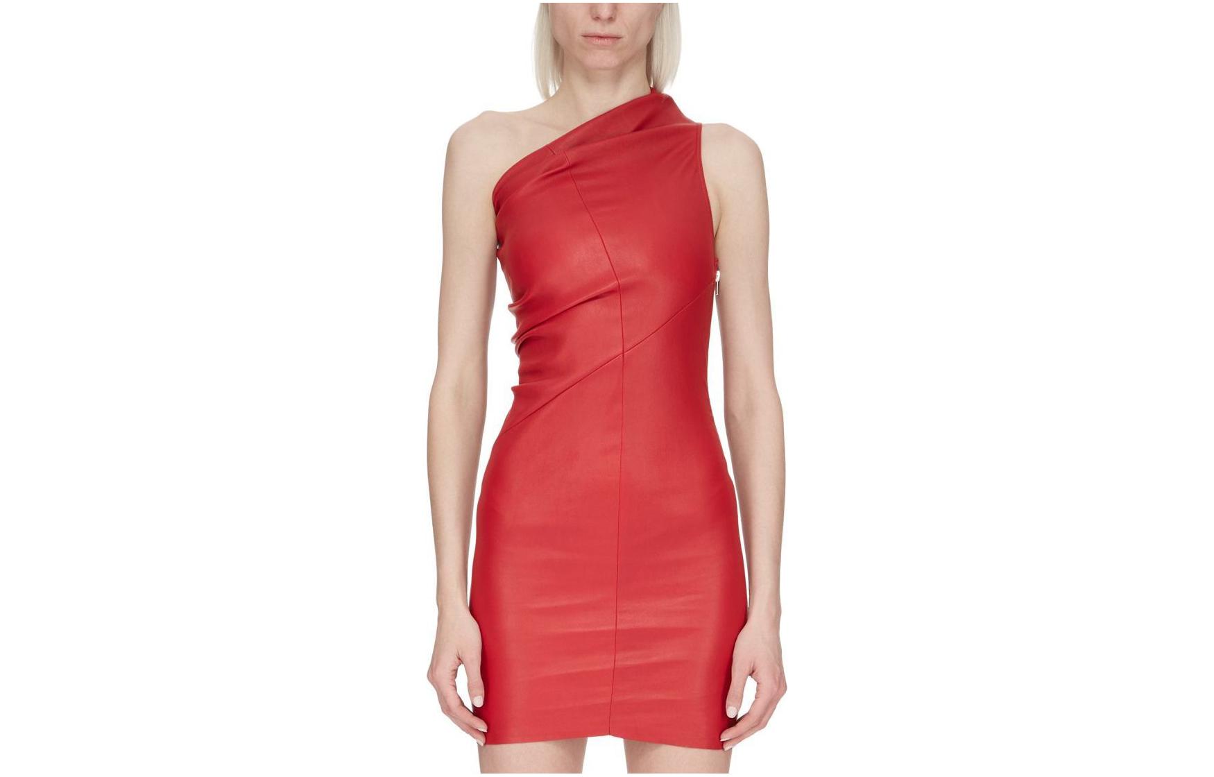 RICK OWENS/RO Lido Athena Mini Stretch Lamb Leather Sleeveless Dress Women's Red