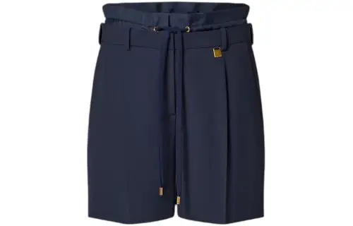 LOUIS VUITTON Wool Twill Trompe L'Oeil Paperbag Shorts Casual Shorts Women's Marine Blue