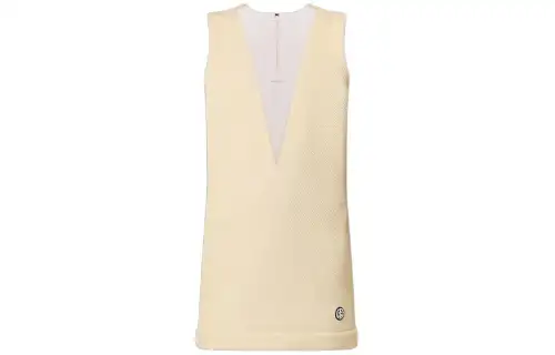 LOUIS VUITTON Tulle Insert Knit Dress Sleeveless Dress Women's Beige