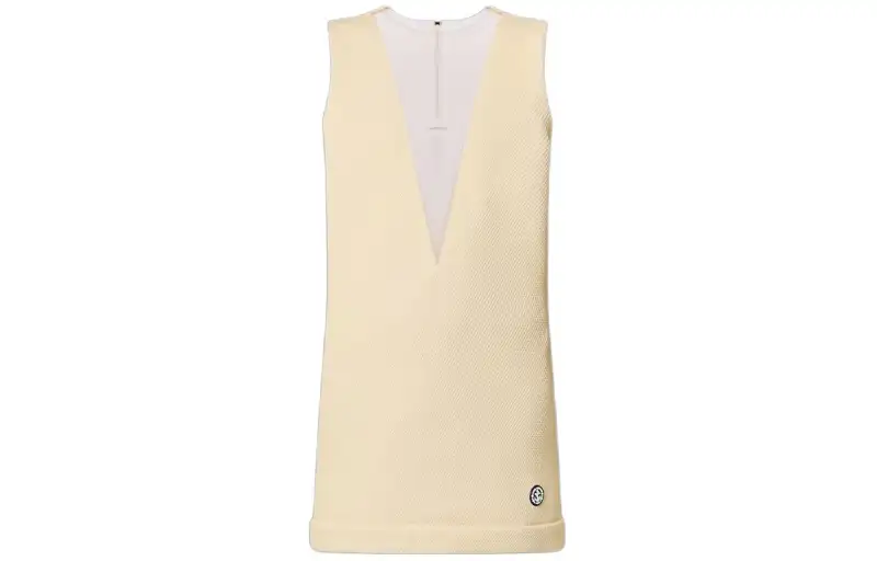 LOUIS VUITTON Tulle Insert Knit Dress Sleeveless Dress Women's Beige