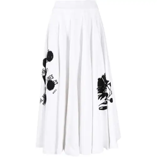 PRADA Casual Long Skirts Women's White Moderate Long Pleated Skirt
