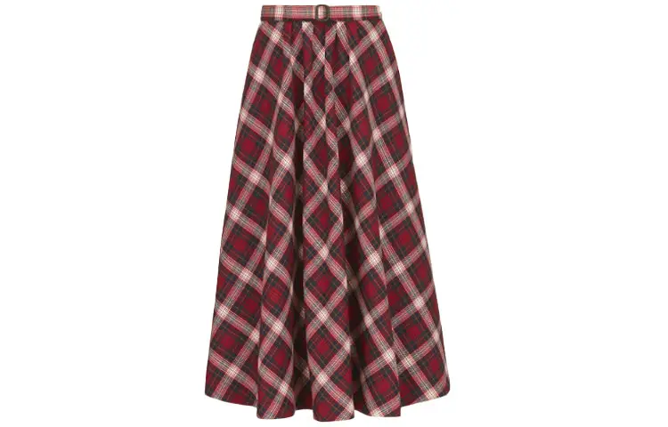 DIOR Quarterly New Products Casual Long Skirts Women's Red Moderate Long Pleated Skirt
