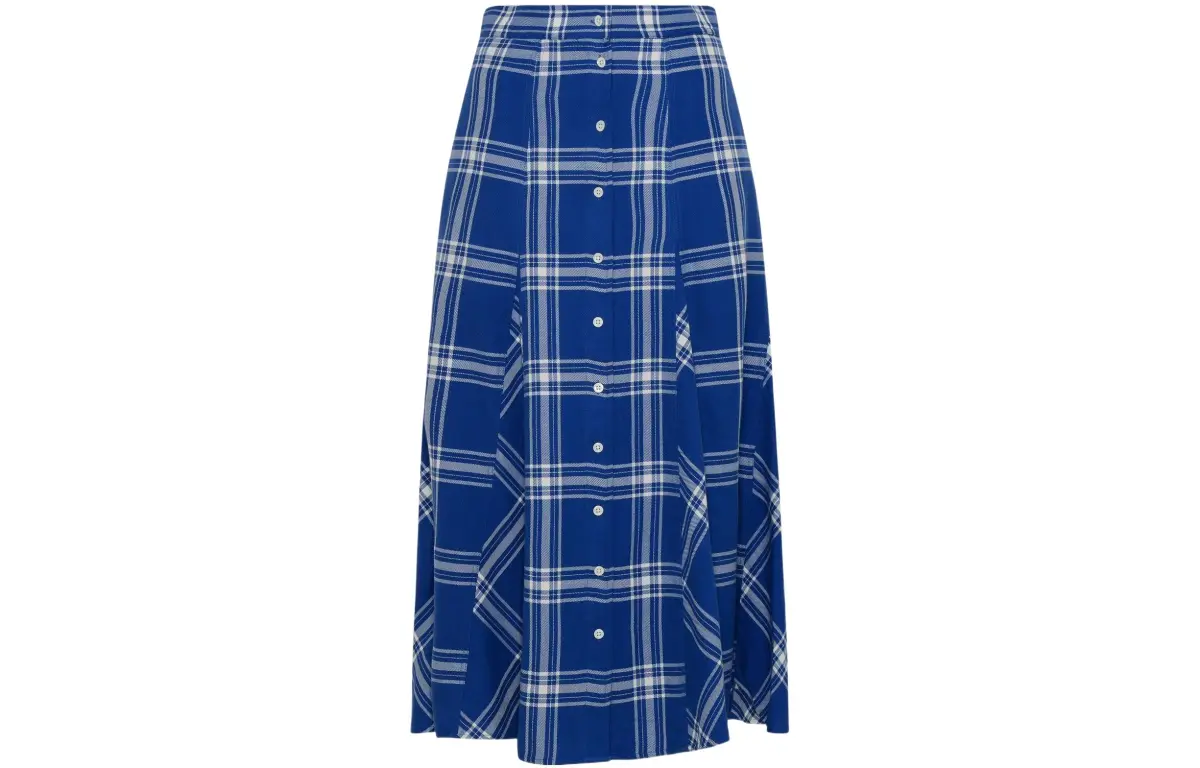 check-print midi skirt