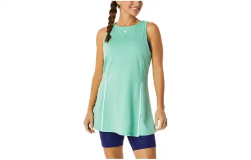 ASICS New Strong 92 Sleeveless Dresses Women's Cyan Crew Neck Moderate Extra Short
