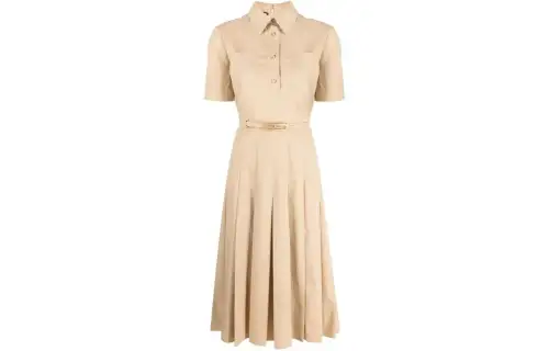 GUCCI Short Sleeved Dress Women's Camel