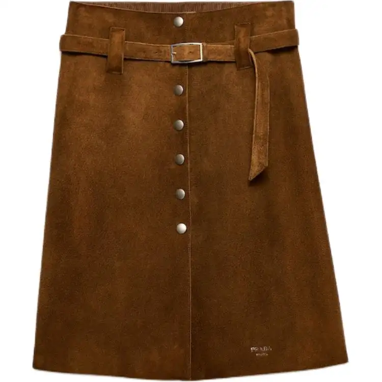 Prada button-front suede skirt