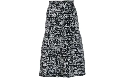 Balenciaga Casual Long Skirts Women's Black Moderate Mid Length A Line Skirt