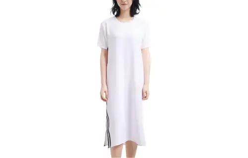 Adidas Originals Short Sleeved Dresses Women's White Crew Neck Moderate Long