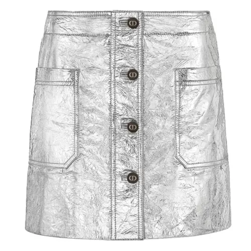 DIOR FW21 Leather Short Skirts Women's Silver