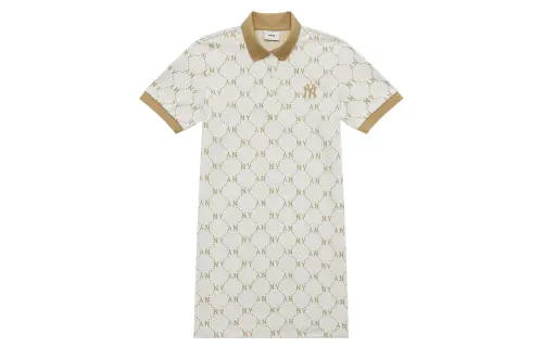 MLB Creamy short sleeve dress, loose straight fit, polo collar