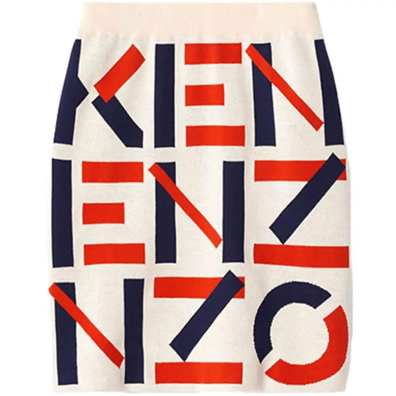 KENZO Casual Short Skirts Women's White Moderate Short Bodycon Skirt