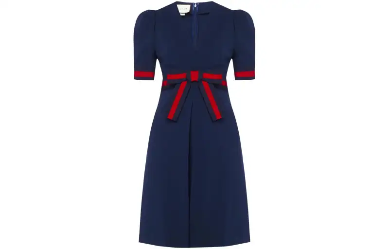 GUCCI Short Sleeved Dress Women's Blue