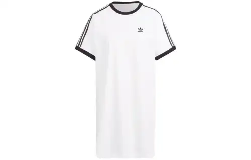 Adidas Originals 3 Stripes Raglan Dress Short Sleeved Dress Women's White