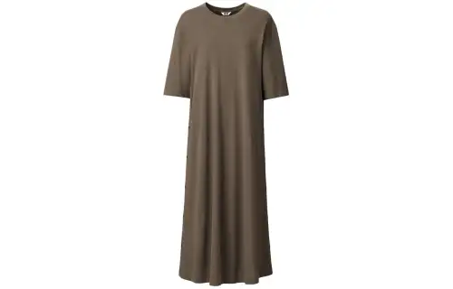 UNIQLO SS24 Short Sleeved Dress Women's Dark Umber