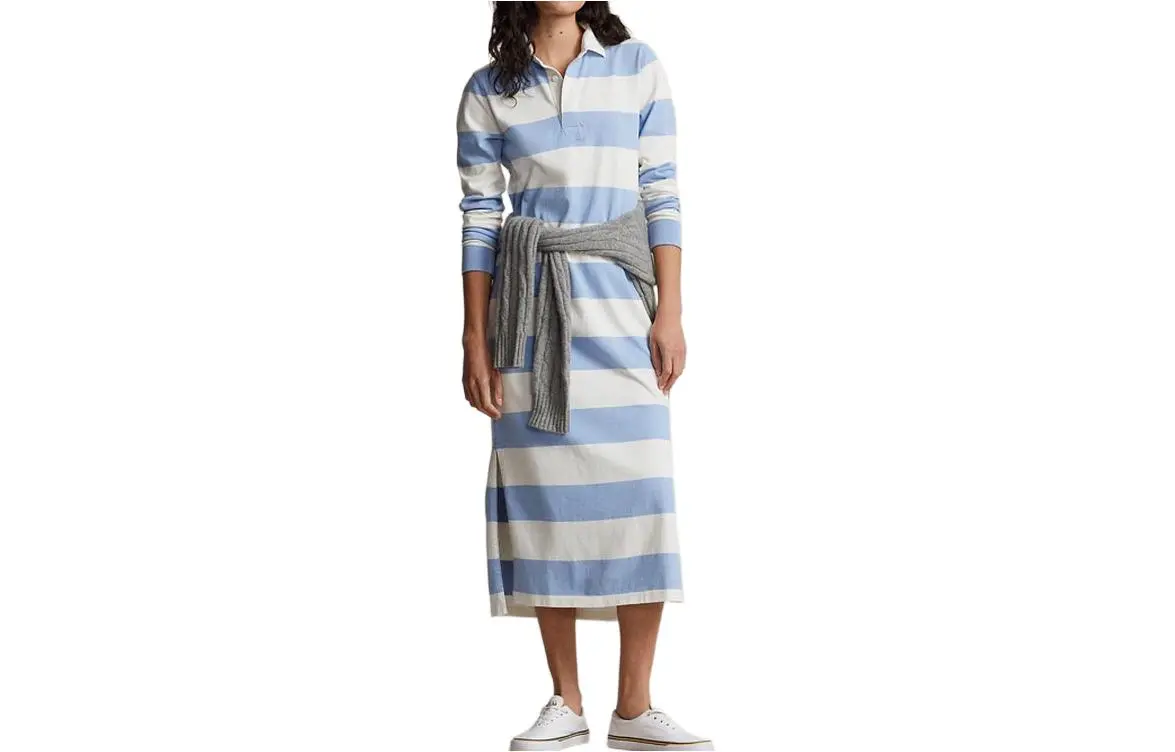 Polo Ralph Lauren SS24 Long Sleeved Dress Women's Blue