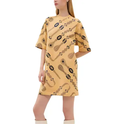 HERMES SS25 Short Sleeved Dress Women's Yellow