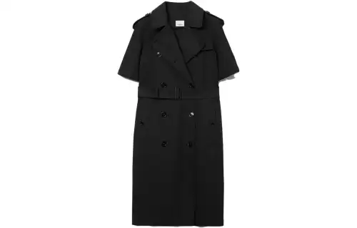 Burberry Double Breasted Short Sleeved Belted Trench Coat