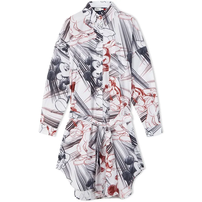 Tommy Hilfiger X Disney Tommy Hilfiger X DISNEY Long-Sleeved Dresses Women's Multicolor Square Collar Moderate Mid-Length