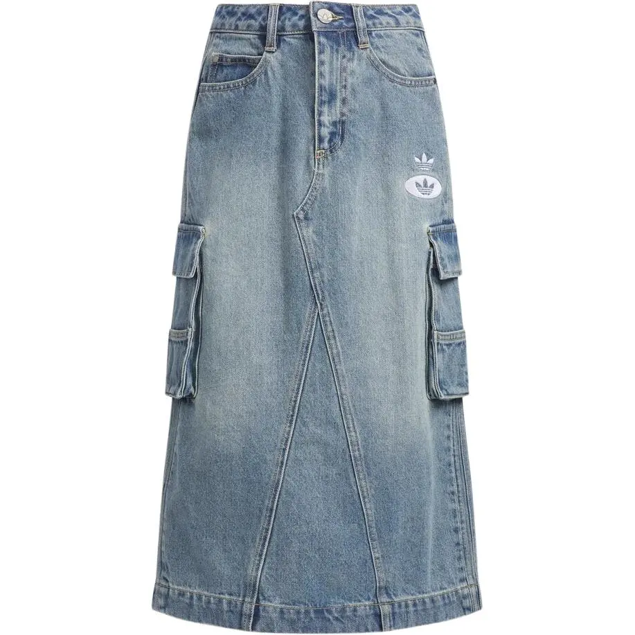 Adidas Originals Denim Long Skirt Women's Light Blue