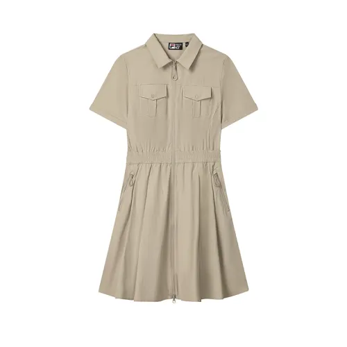 FILA ORIGINALE Short Sleeved Dress Women's Wild Grass Khaki
