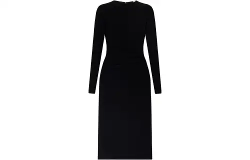 Burberry Check Patterned Ruched Midi Dress