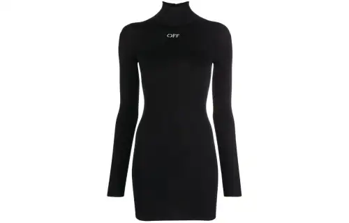 OFF-WHITE logo-embellished roll-neck shirt dress