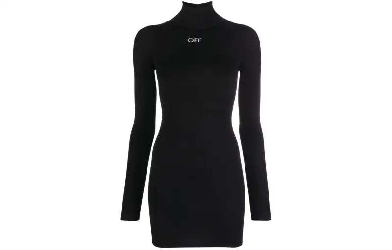 OFF-WHITE logo-embellished roll-neck shirt dress