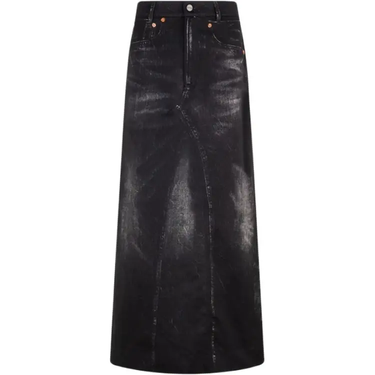 CALVIN KLEIN Denim Long Skirt Women's Black Gray